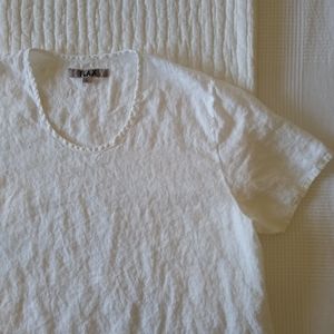 Flax A-line White Linen Tunic Top L